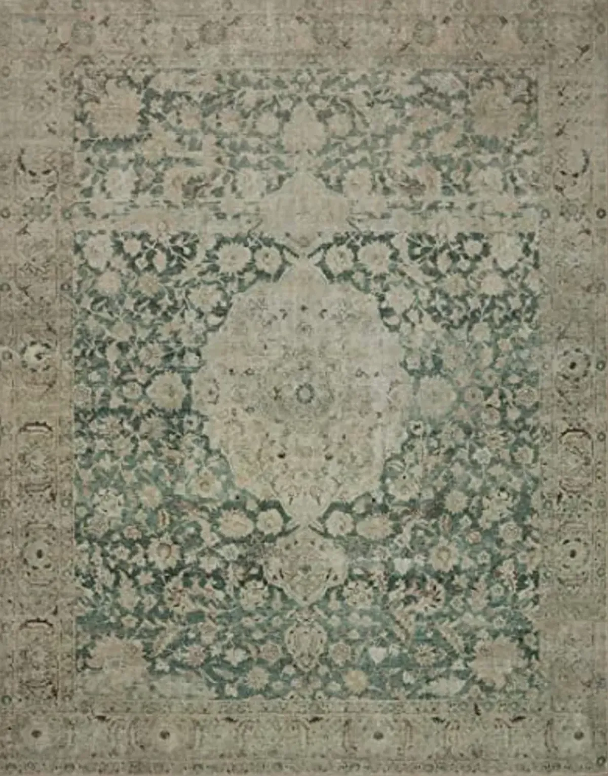 Loloi Magnolia Home by Joanna Gaines Sinclair Collection SIN-05 Jade/Sand 5'-0" x 7'-0", .25" Pile Height, Machine Washable, Area Rug