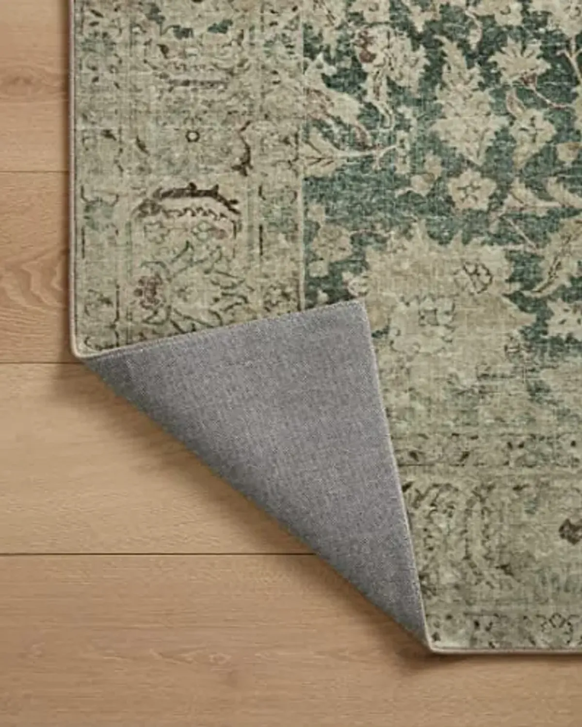 Loloi Magnolia Home by Joanna Gaines Sinclair Collection SIN-05 Jade/Sand 5'-0" x 7'-0", .25" Pile Height, Machine Washable, Area Rug