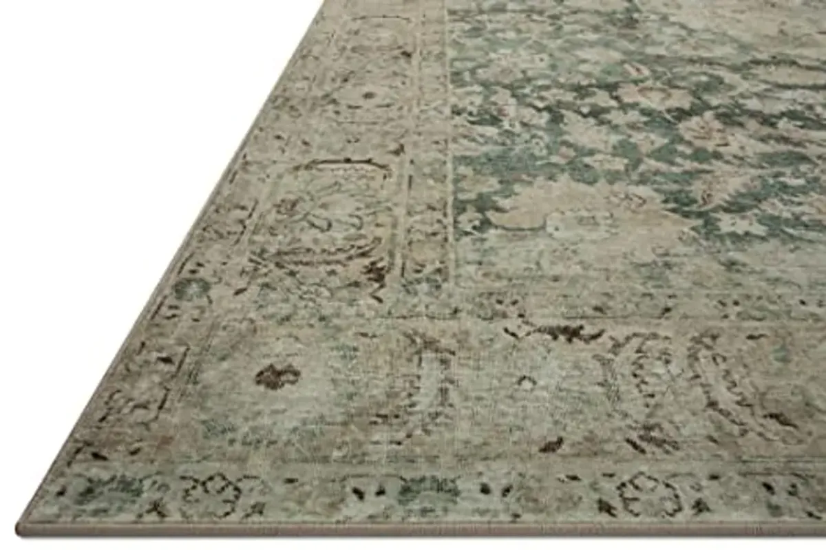 Loloi Magnolia Home by Joanna Gaines Sinclair Collection SIN-05 Jade/Sand 5'-0" x 7'-0", .25" Pile Height, Machine Washable, Area Rug