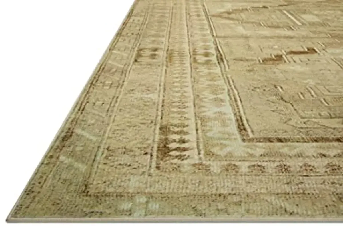 Loloi Magnolia Home by Joanna Gaines Sinclair Collection SIN-02 Khaki/Tobacco 2'-3" x 9'-6", .25" Pile Height, Machine Washable, Runner Rug