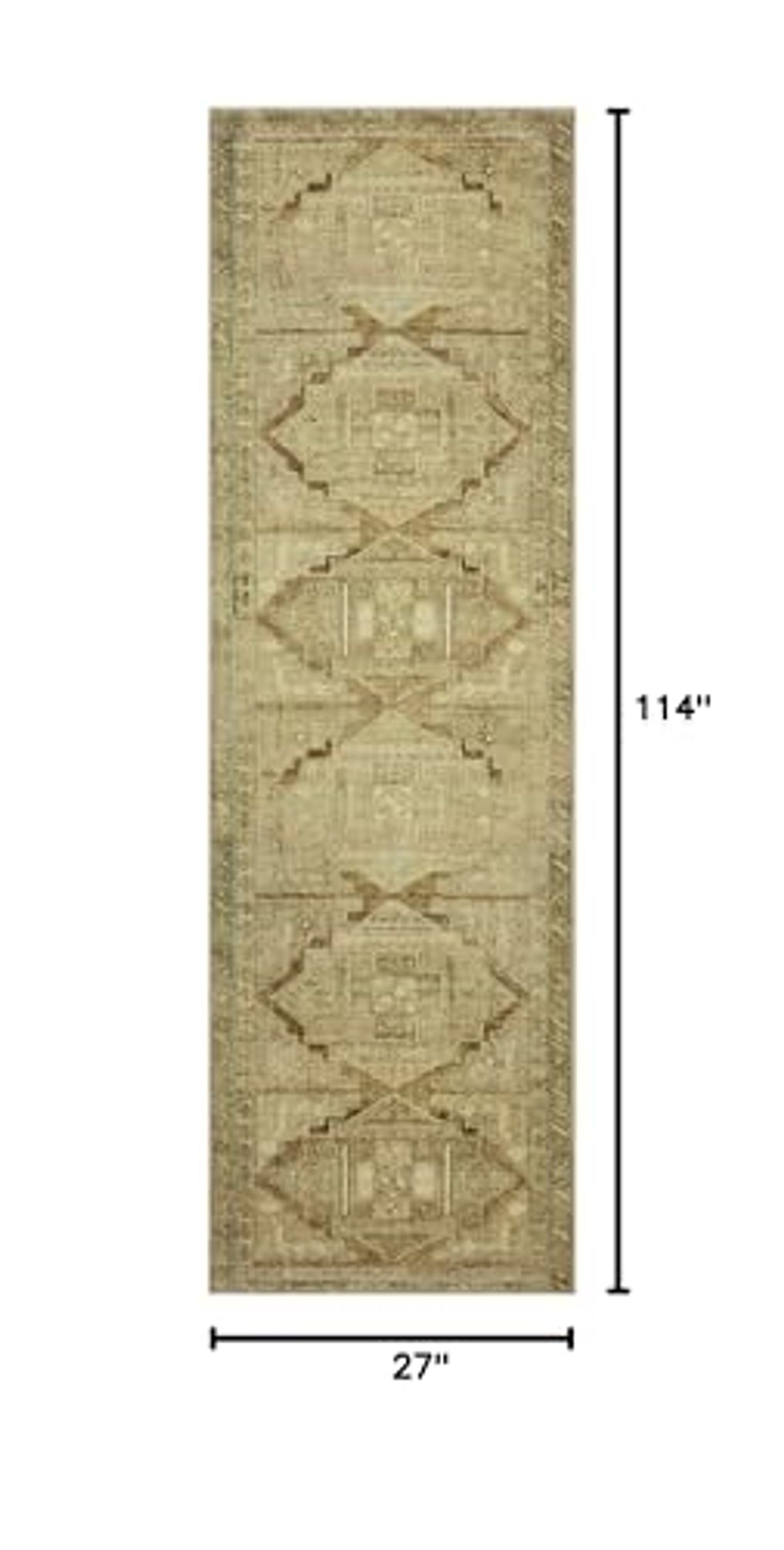 Loloi Magnolia Home by Joanna Gaines Sinclair Collection SIN-02 Khaki/Tobacco 2'-3" x 9'-6", .25" Pile Height, Machine Washable, Runner Rug