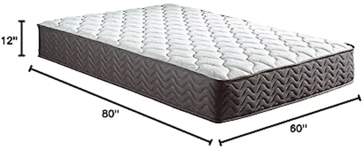 Swiss Ortho Sleep 12" Inch Memory Foam and Innerspring Hybrid Mattress for Cool Sleep & Pressure Relieving Bliss, Medium-Firm Plush Mattress/CertiPUR-US Certified/Bed-in-a-Box, Queen,White