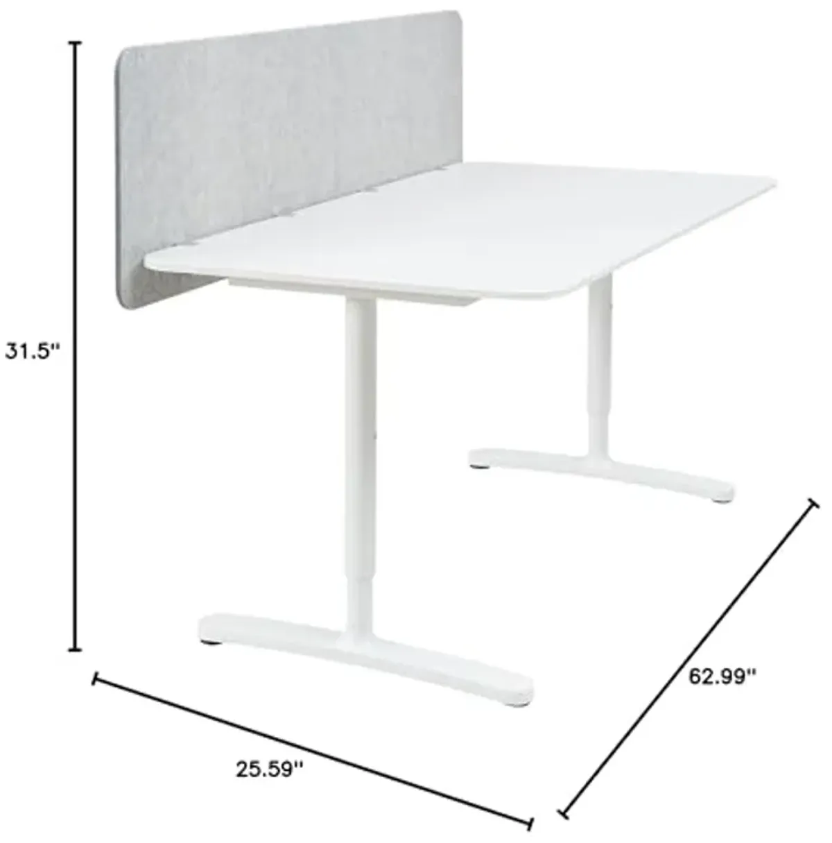 Ikea BEKANT desk with screen, 160x80 48 cm, white/grey