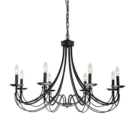 The Lighting Store Micael 8-Light Black Iron Chandelier with No Shade