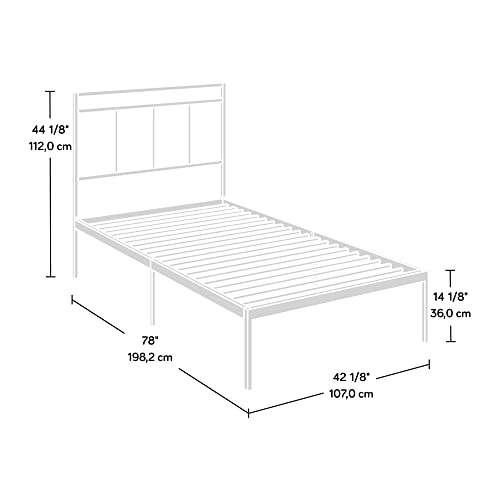 Sauder Cannery Bridge Twin Platform Bed with Headboard, Black Finish