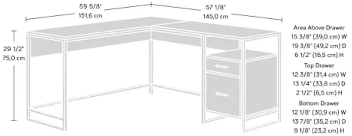 Sauder Tremont Row L Desk, Mystic Oak Finish