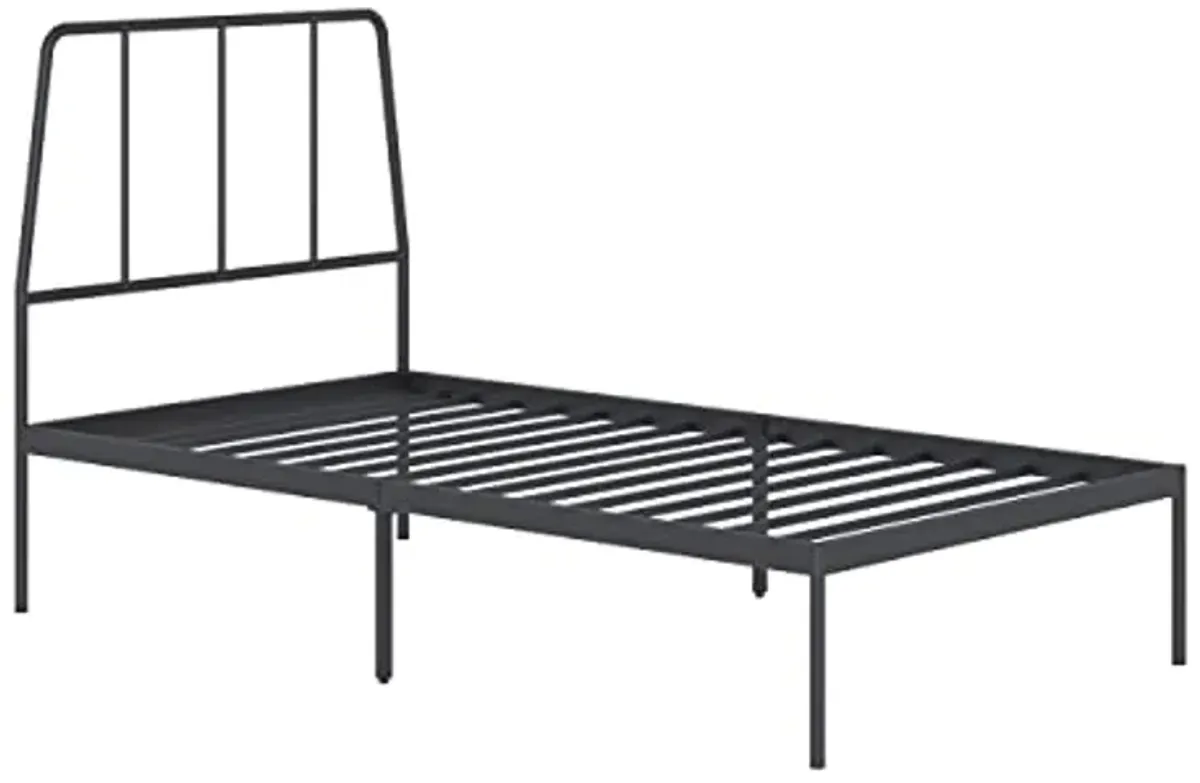 Sauder Harvey Park Twin Platform Bed with Headboard, Black Finish