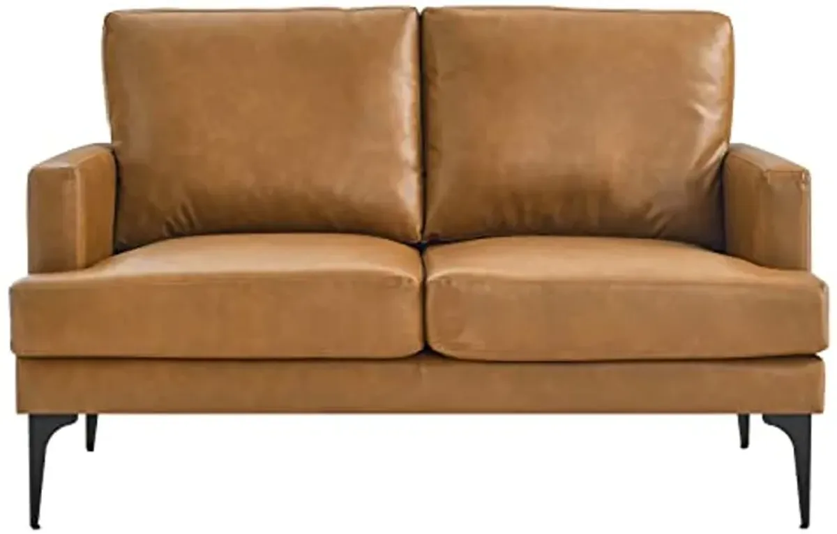 Modway Evermore Vegan Leather Upholstered, Loveseat, Tan