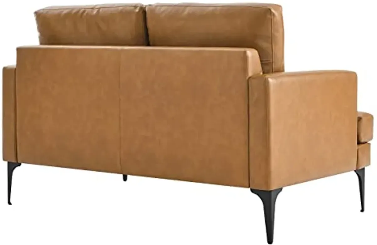 Modway Evermore Vegan Leather Upholstered, Loveseat, Tan