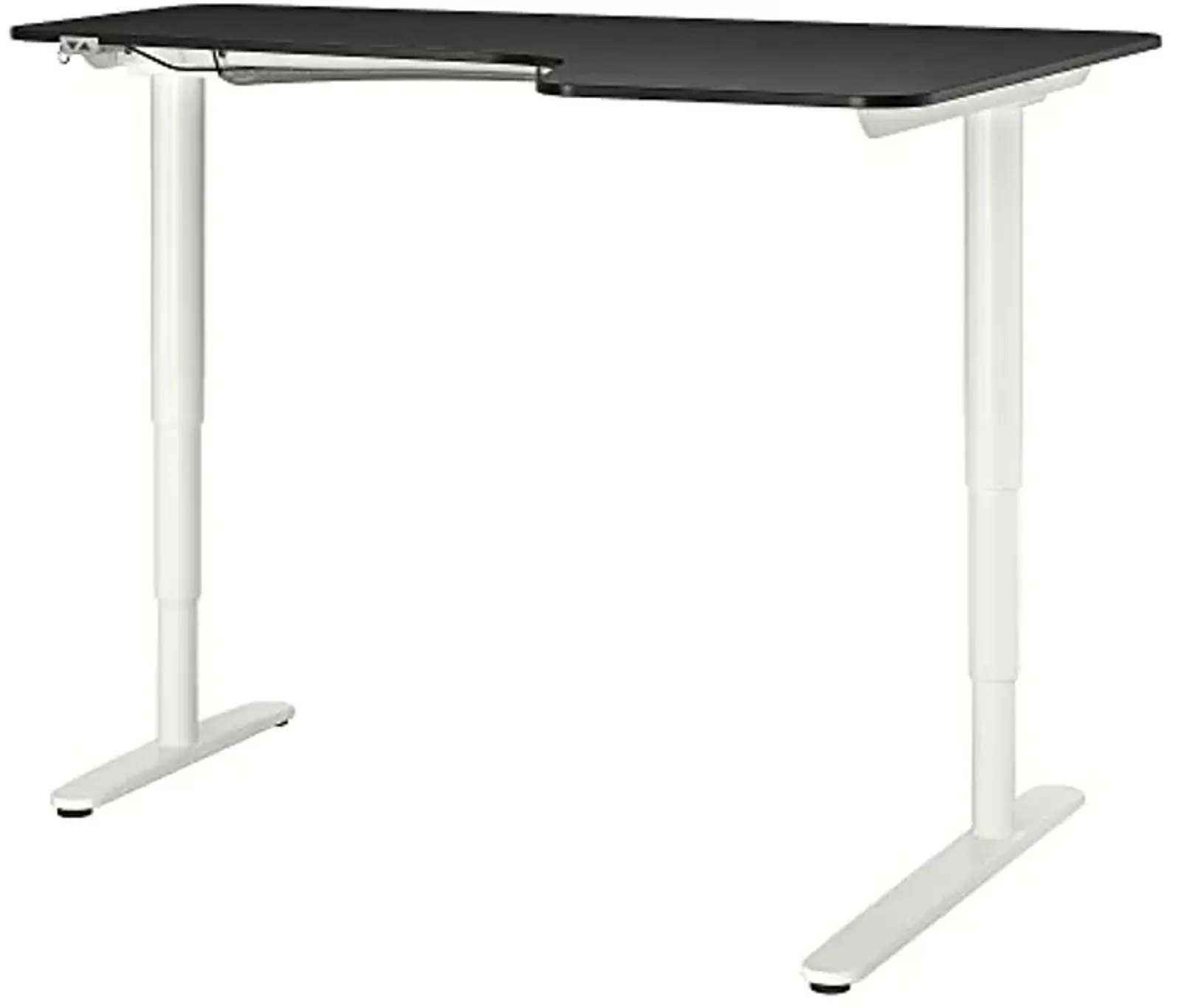 Ikea BEKANT corner desk right sit/stand, 160x110 cm, black stained ash veneer white