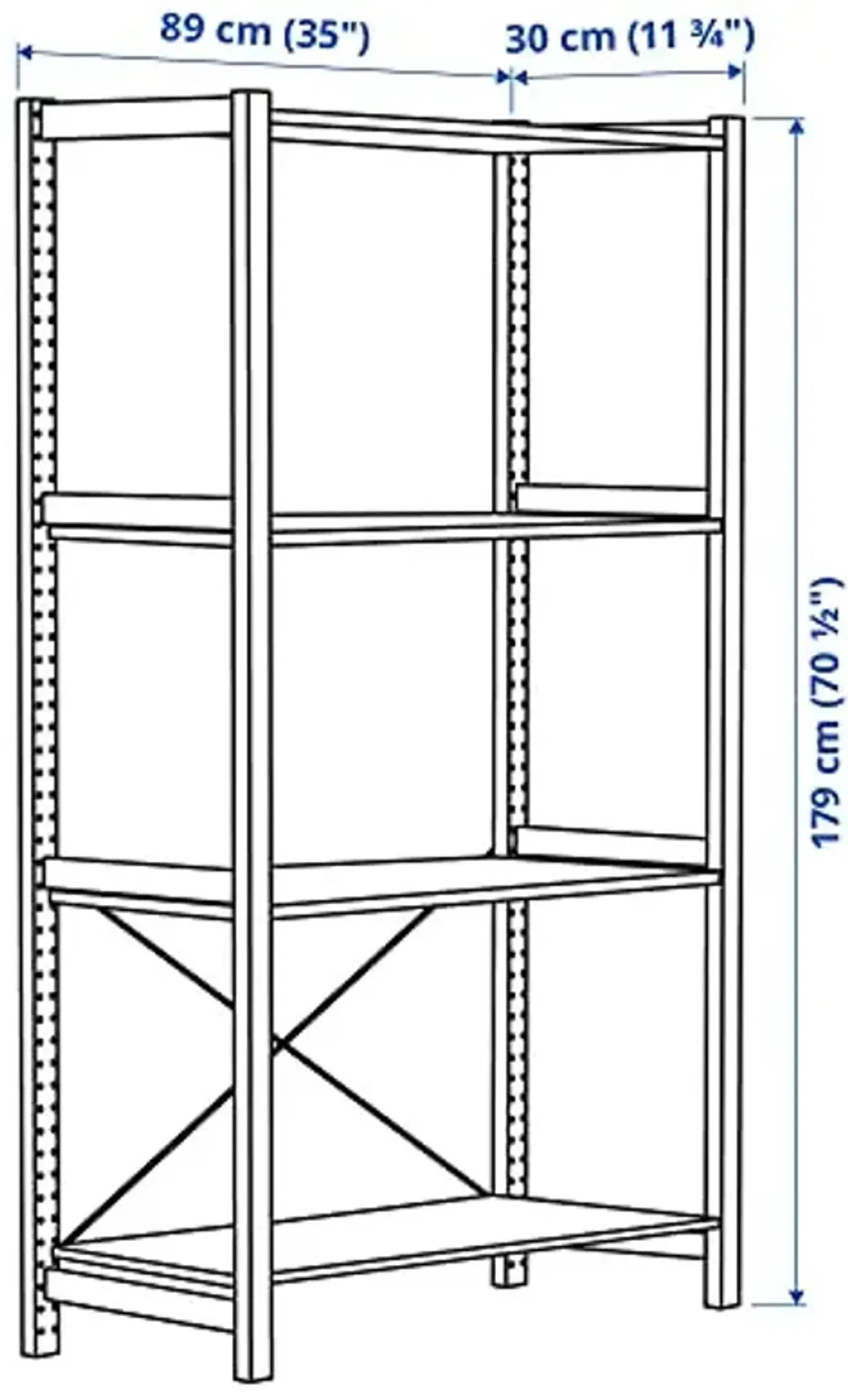 IKEA Ivar 1 Section/Shelves, 89x30x179 cm, Pine