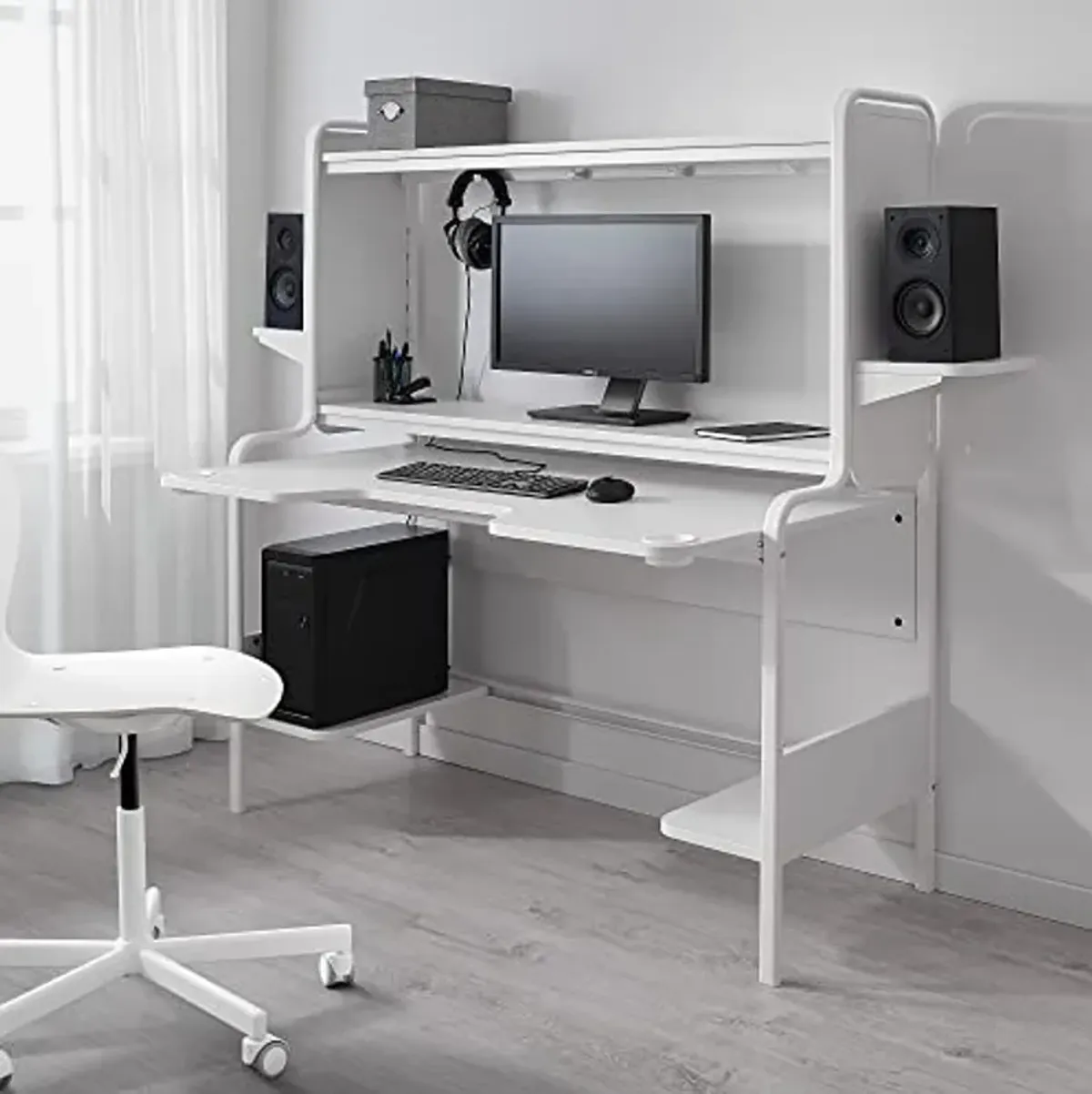 IKEA FREDDE Gaming Desk, 140/185x74x146 cm, White