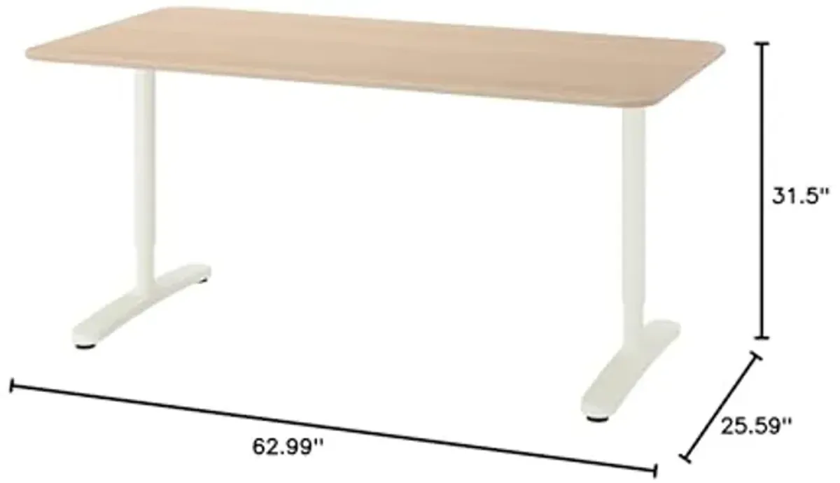 Ikea BEKANT desk, 160x80 cm, white stained oak veneer/white