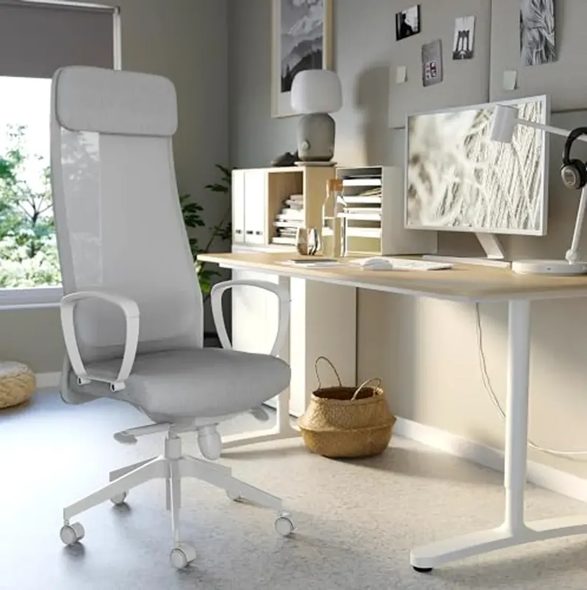 Ikea BEKANT desk, 160x80 cm, white stained oak veneer/white