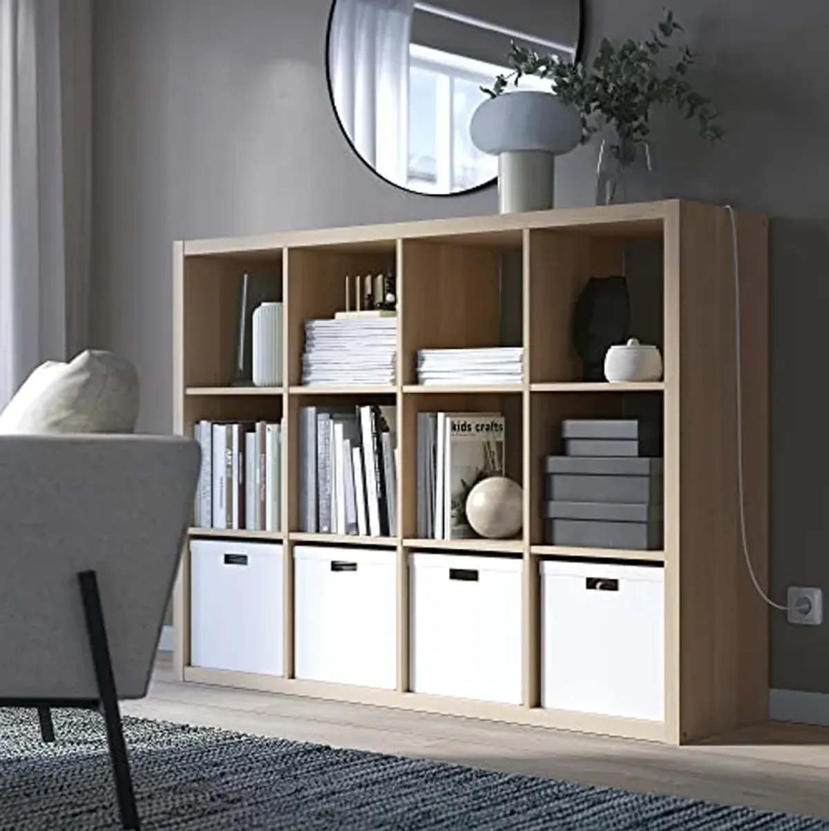 IKEA KALLAX Shelving Unit, 112x147 cm, White Stained Oak Effect