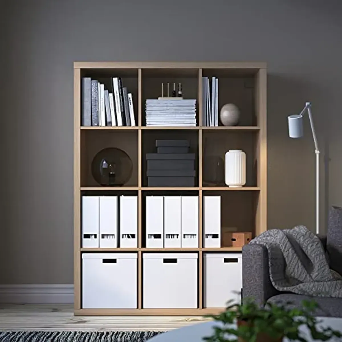 IKEA KALLAX Shelving Unit, 112x147 cm, White Stained Oak Effect