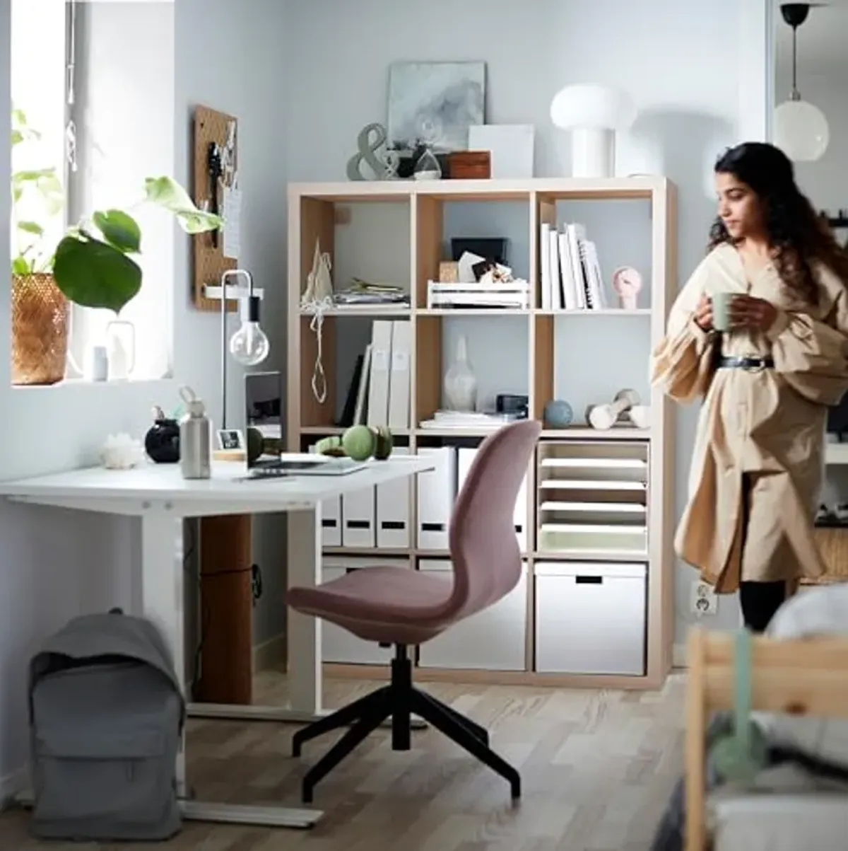 IKEA KALLAX Shelving Unit, 112x147 cm, White Stained Oak Effect