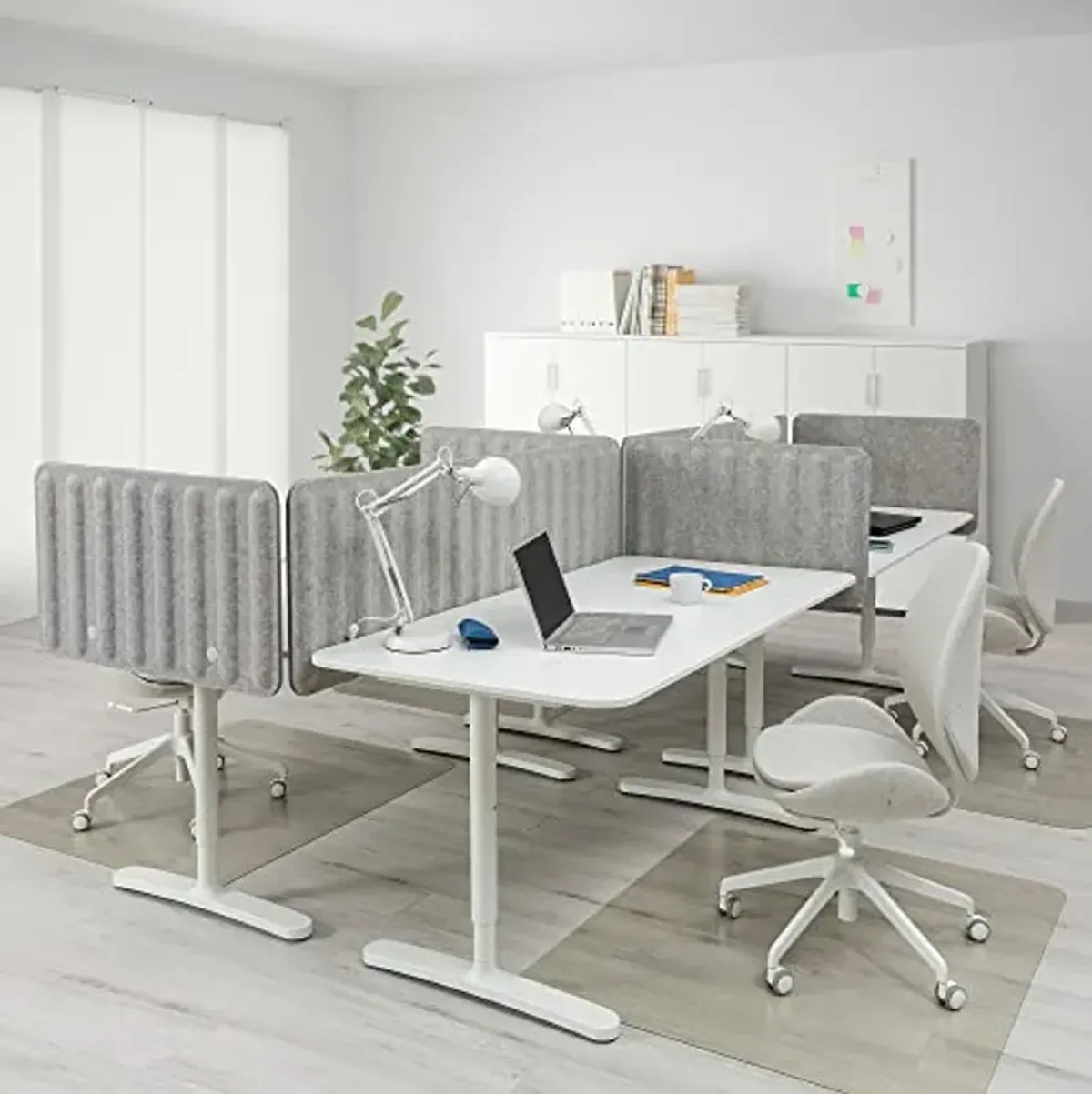 Ikea BEKANT desk with screen, 320x160 48 cm, white/grey