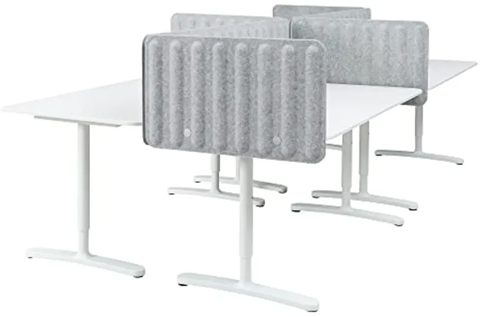 Ikea BEKANT desk with screen, 320x160 48 cm, white/grey