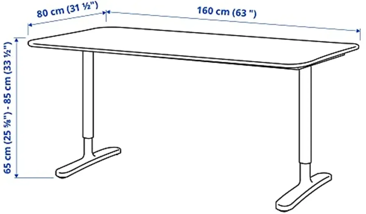 IKEA BEKANT Desk, 160x80 cm, White Stained Oak Veneer/Black