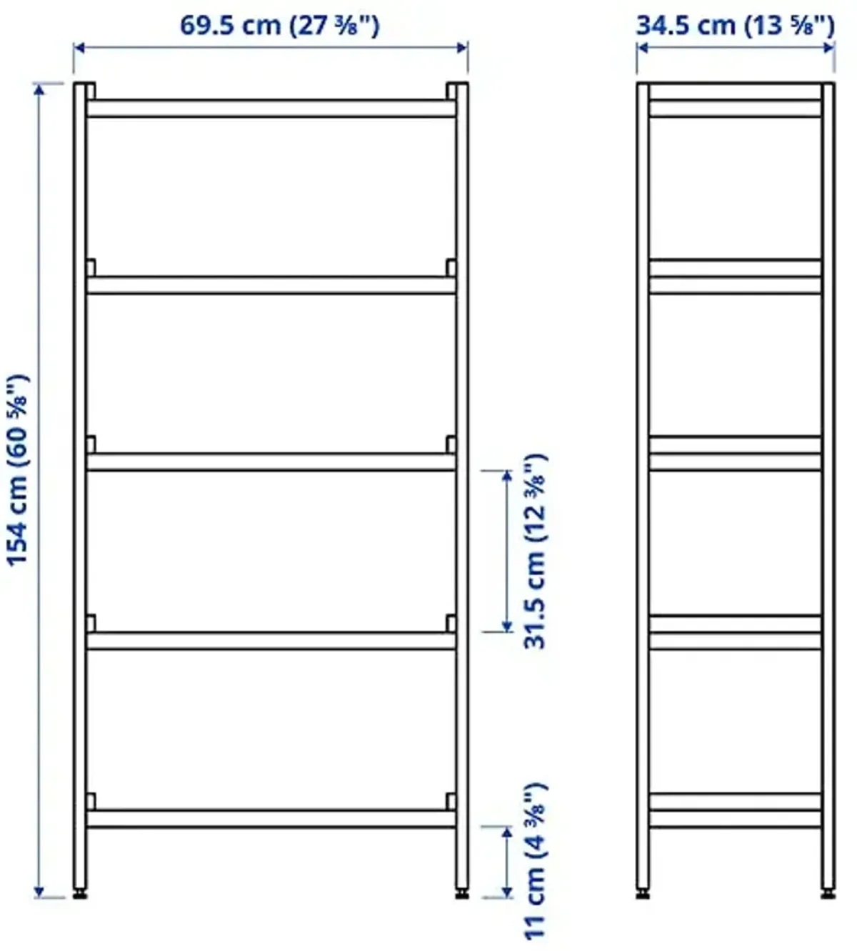 Ikea EKENABBEN open shelving unit, 70x34x154 cm, aspen/white