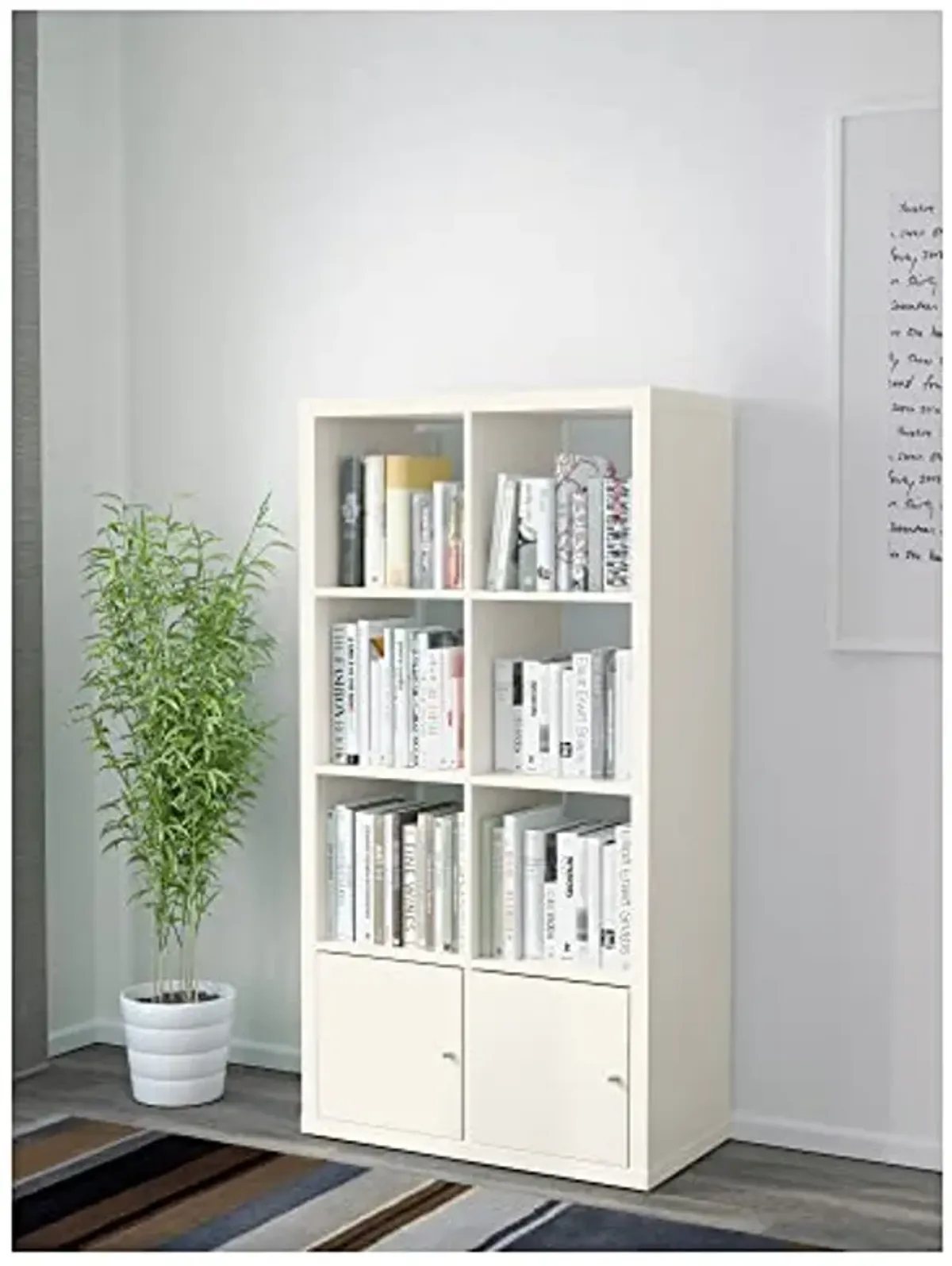 Ikea KALLAX shelving unit with doors, 77x147 cm, white