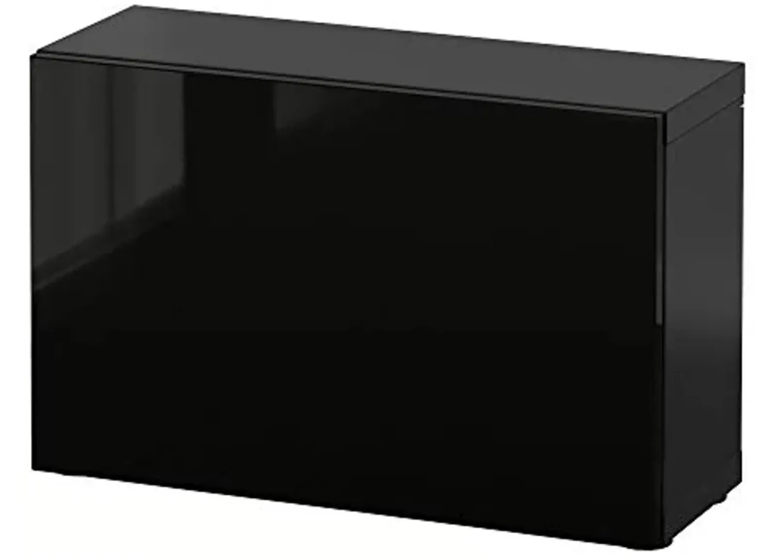 Ikea BESTÅ shelf unit with door, 60x22x38 cm, black-brown/Selsviken high-gloss/black