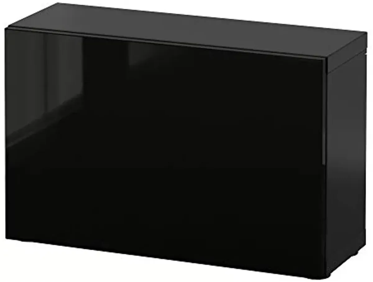 Ikea BESTÅ shelf unit with door, 60x22x38 cm, black-brown/Selsviken high-gloss/black