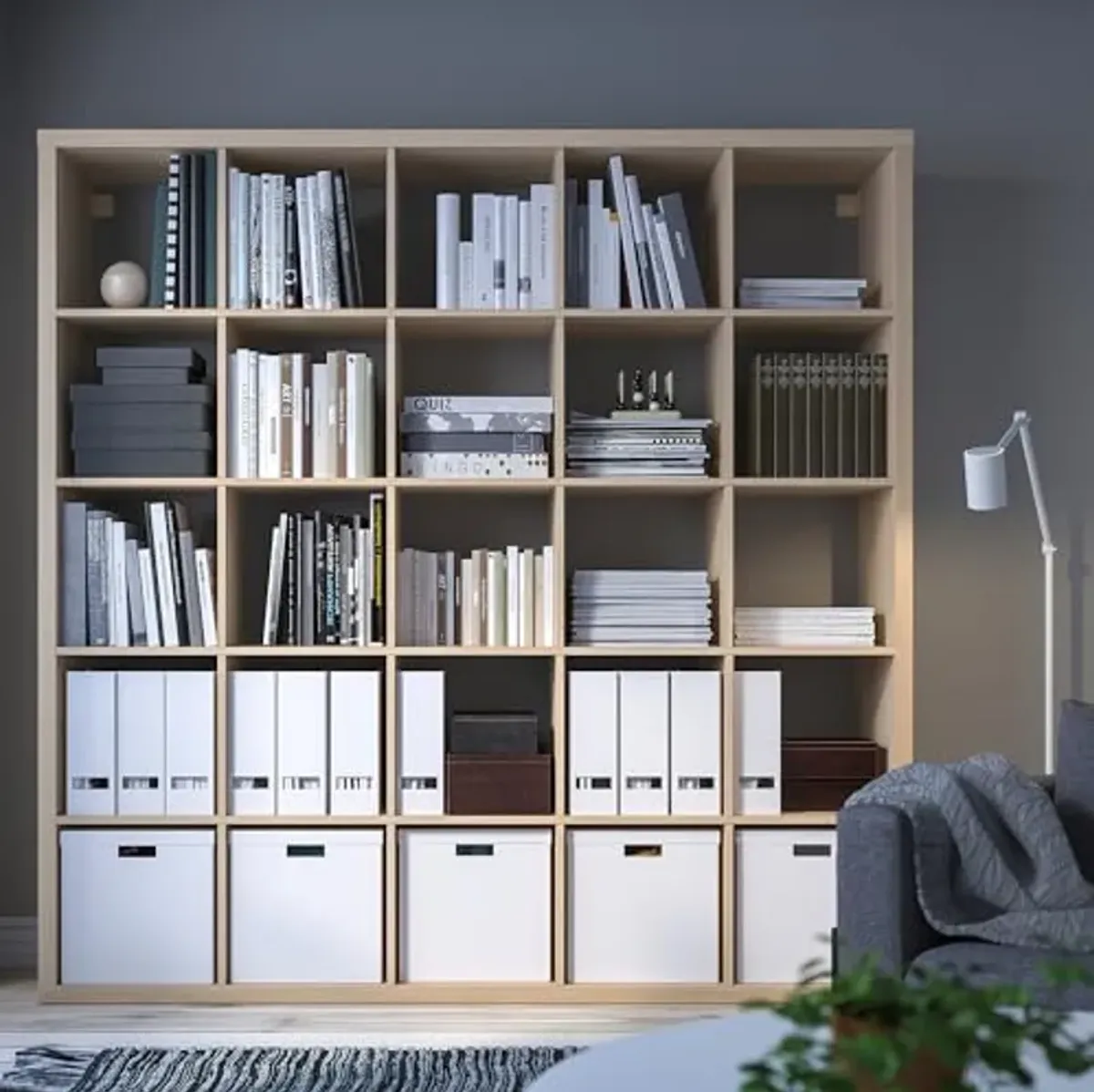 Ikea KALLAX shelving unit, 182x182 cm, white stained oak effect