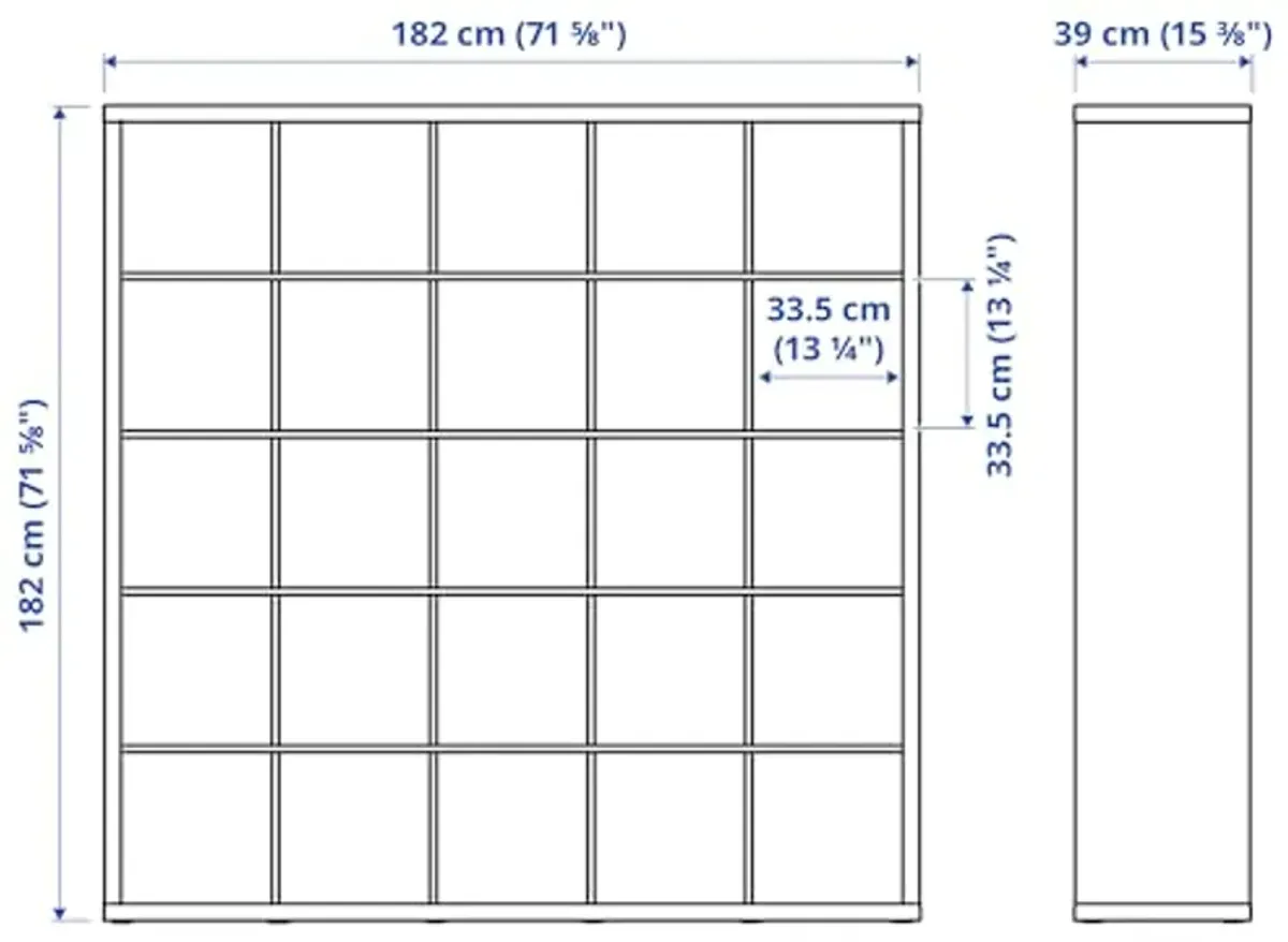 Ikea KALLAX shelving unit, 182x182 cm, white stained oak effect