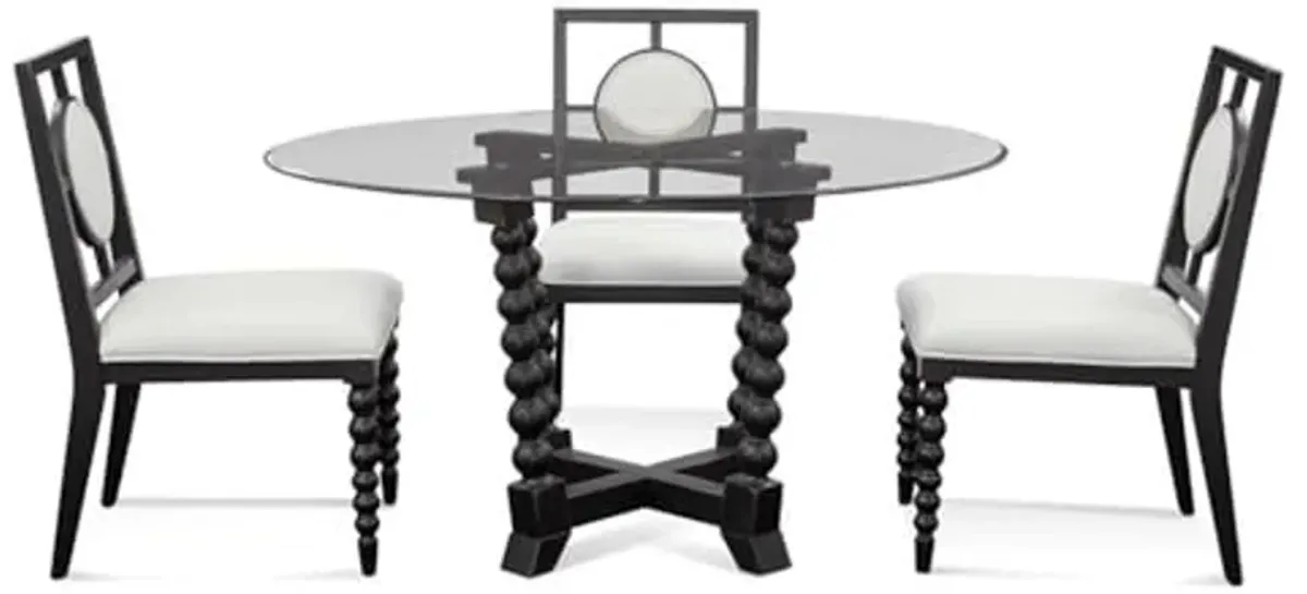 Bassett Mirror Susanna Round Wood & Glass Dining Table in Antique Black Finish