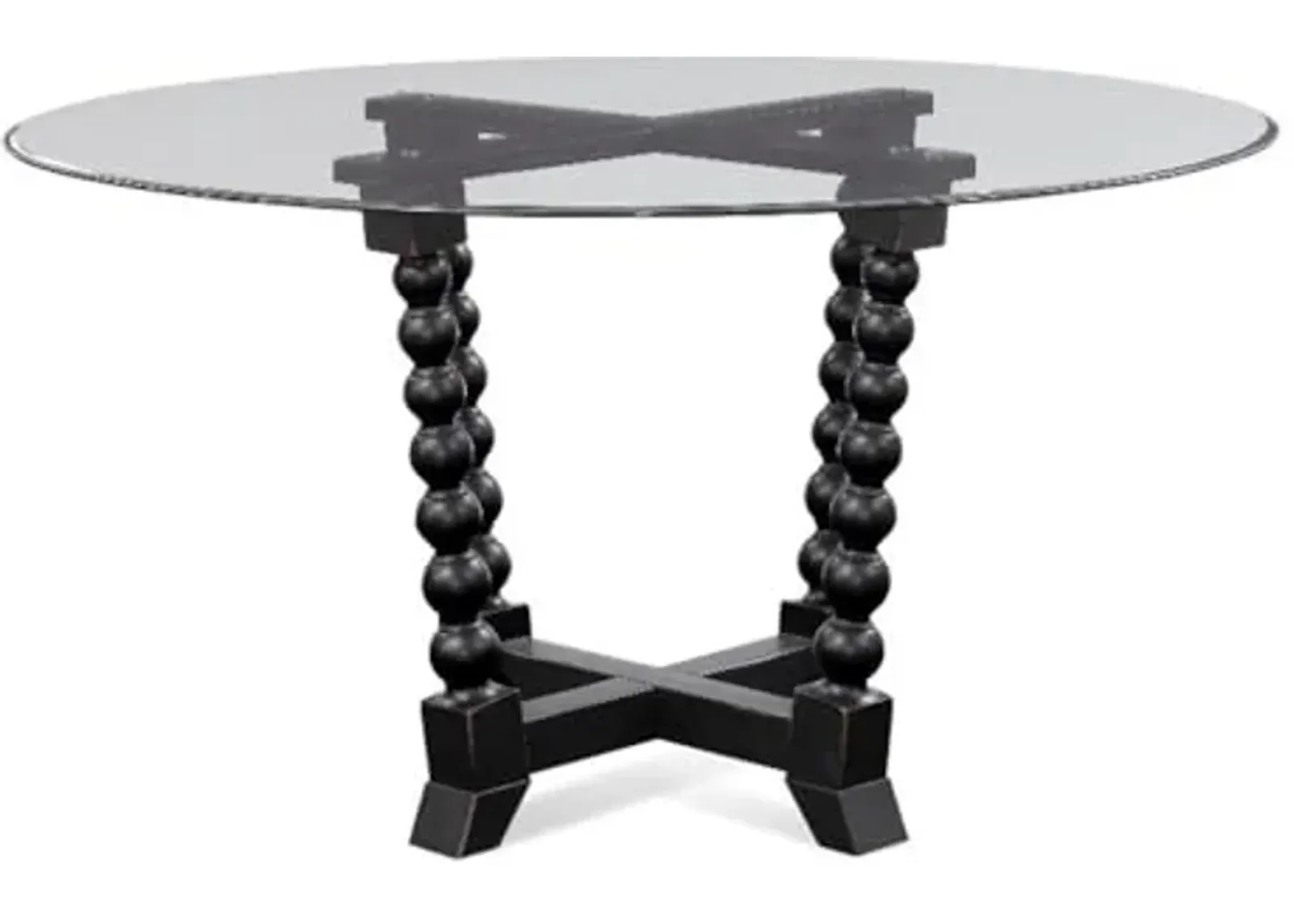 Bassett Mirror Susanna Round Wood & Glass Dining Table in Antique Black Finish