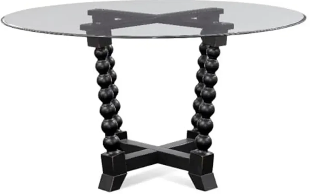 Bassett Mirror Susanna Round Wood & Glass Dining Table in Antique Black Finish