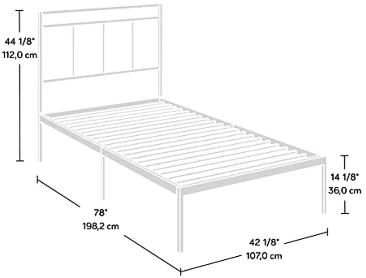 Sauder Cannery Bridge Twin Platform Bed with Headboard, Bronze Finish