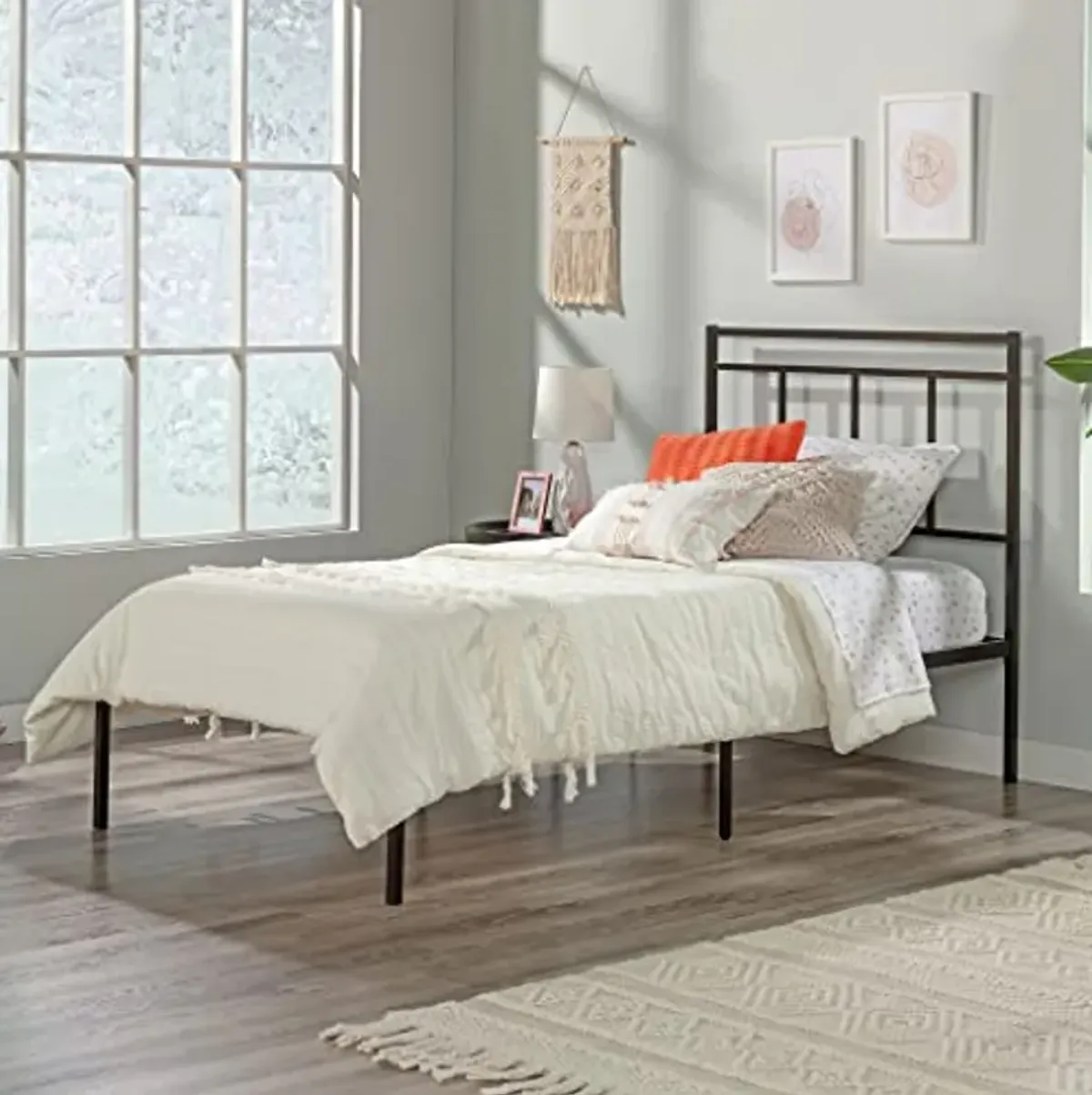 Sauder Cannery Bridge Twin Platform Bed with Headboard, Bronze Finish