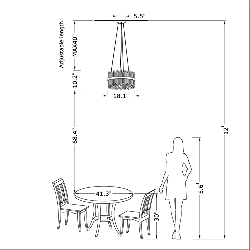 The Lighting Store Casandra 5Light Modern Gold Drum Chandelier with Clear Glass Bars
