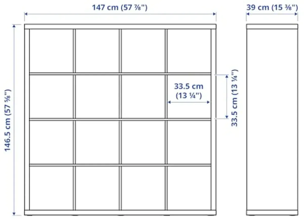 IKEA KALLAX Shelving Unit with 4 Inserts, 147x147 cm, high-Gloss/White