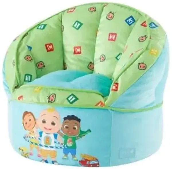 Idea Nuova Cocomelon Blue Round Bean Bag Chair for Kids, Ages 3+, Large