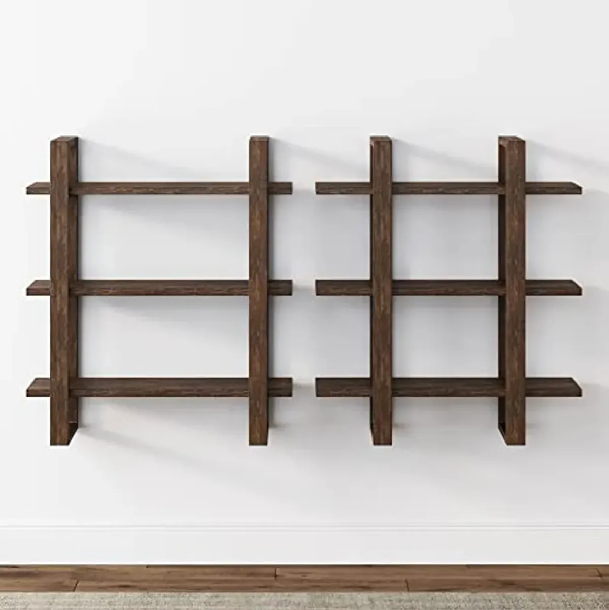 Nathan James Benji Floating Wall Book Shelves, 3-Tier Display Shelf, Decorative Modular Shelf in Solid Wood for Bedroom, Nursery, Bathroom or Kitchen