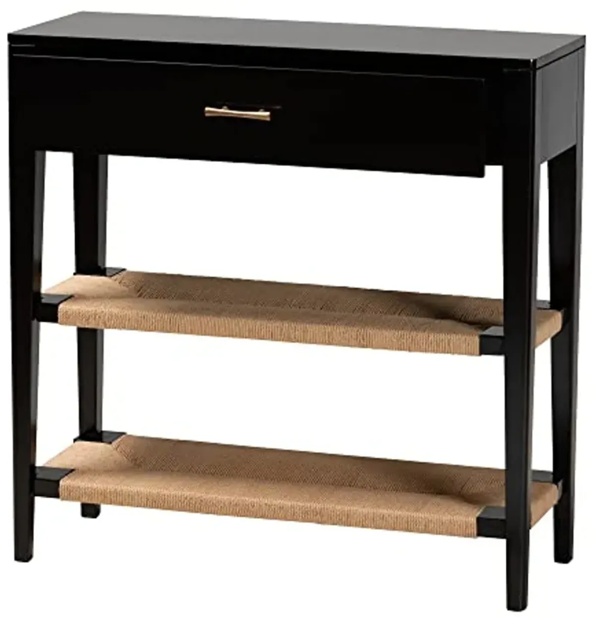 Baxton Studio Freya Bayur Wood Console Table, 1-Drawer, Black