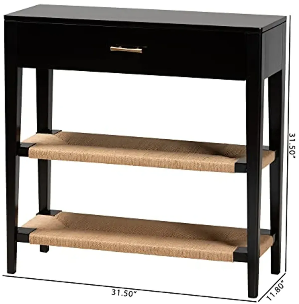 Baxton Studio Freya Bayur Wood Console Table, 1-Drawer, Black