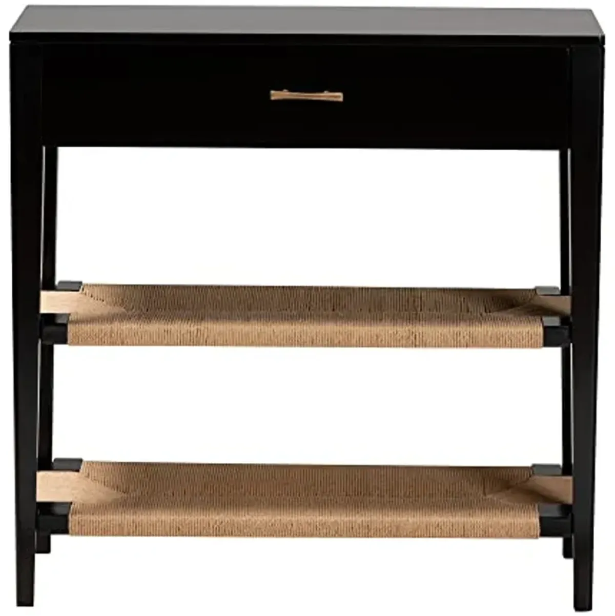 Baxton Studio Freya Bayur Wood Console Table, 1-Drawer, Black