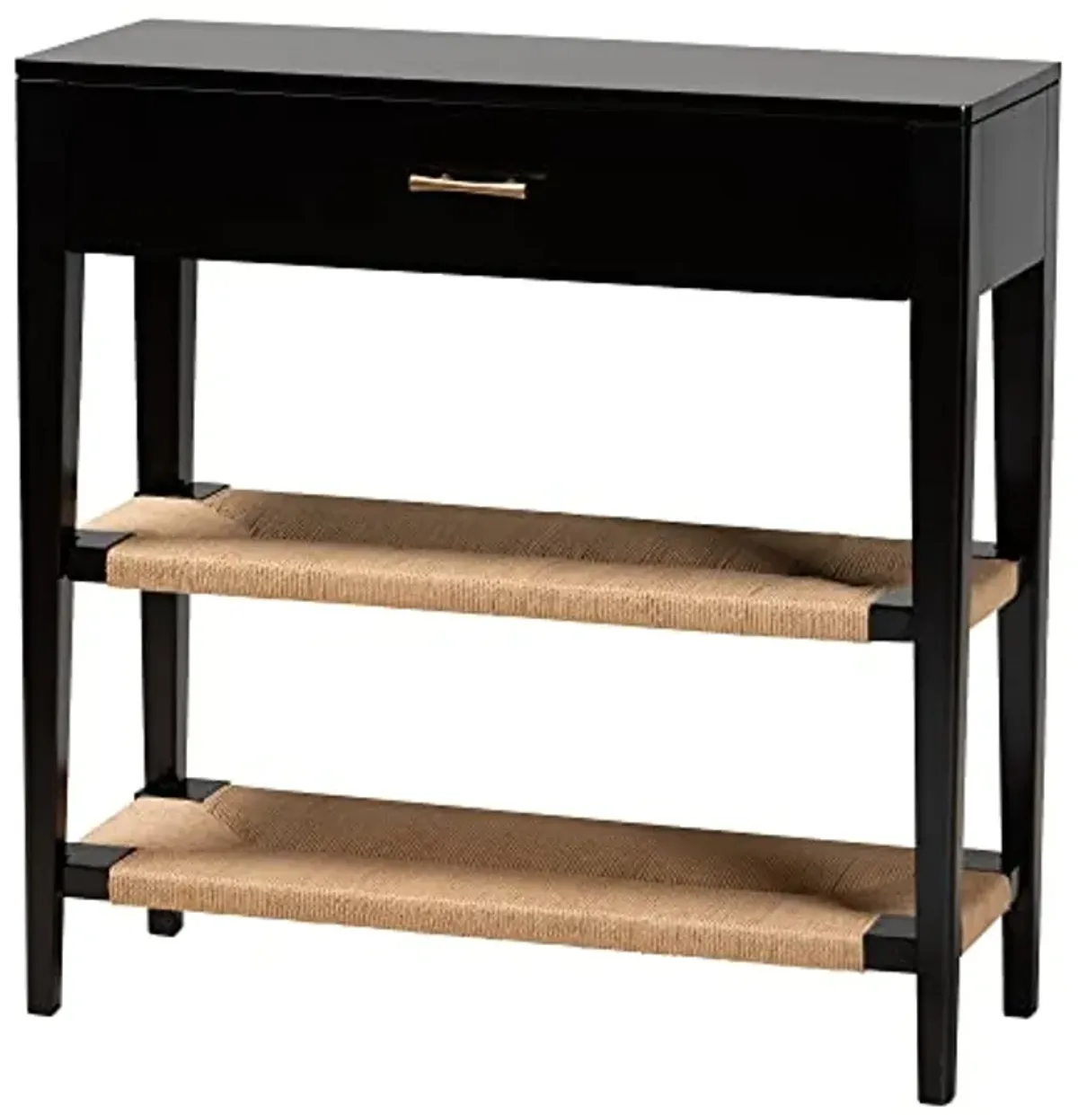 Baxton Studio Freya Bayur Wood Console Table, 1-Drawer, Black