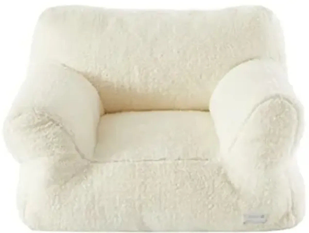 Heritage Kids White Faux Fur Kids Bean Bag Sofa Chair, 23" W x 19" D x 17" H, Large, White/Faux Fur