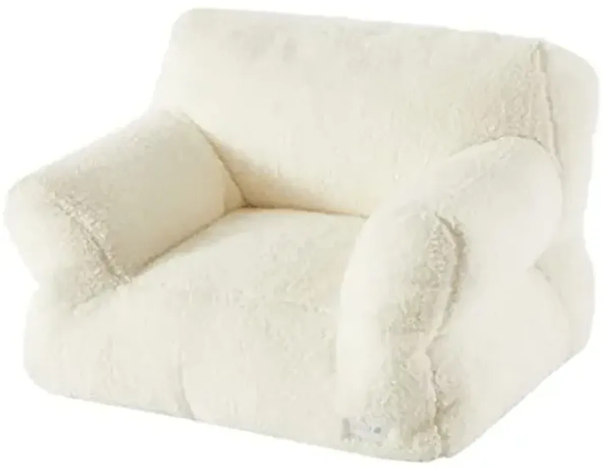 Heritage Kids White Faux Fur Kids Bean Bag Sofa Chair, 23" W x 19" D x 17" H, Large, White/Faux Fur