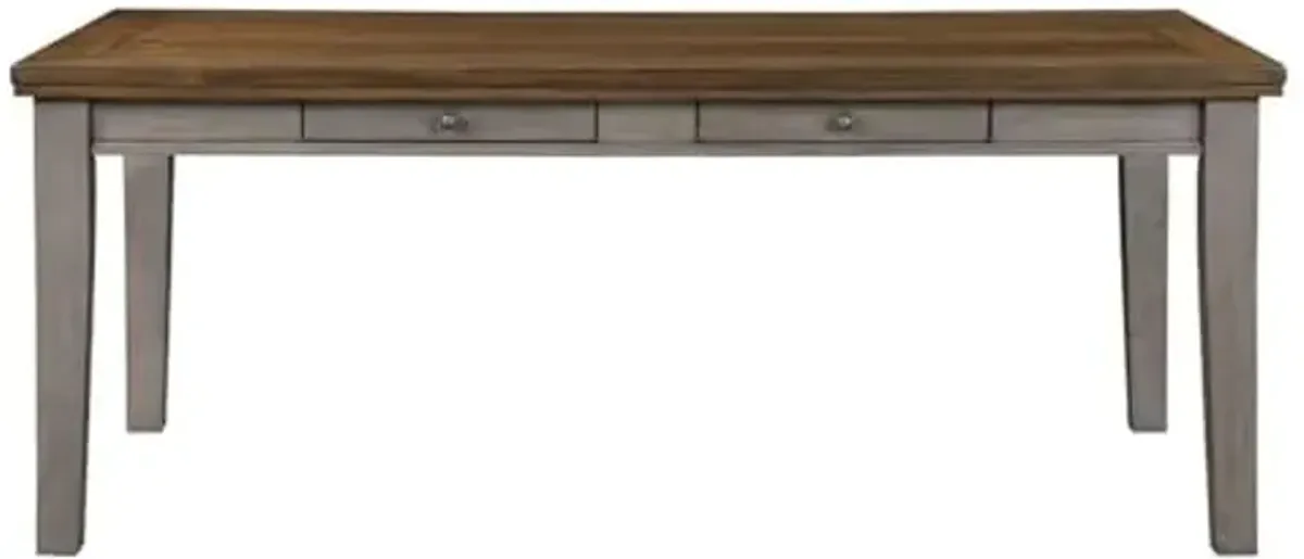 Homelegance Lexicon Tigard Asian Hardwood and MDF Board Dining Room Table in Cherry/Gray