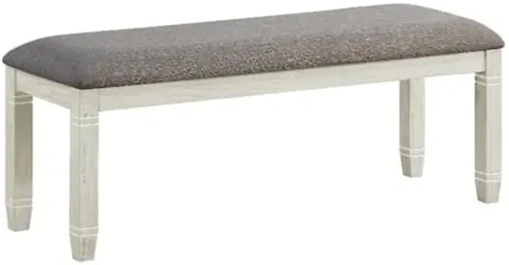 Lexicon Granby Pine Wood Dining Room Bench in Antique White Finish