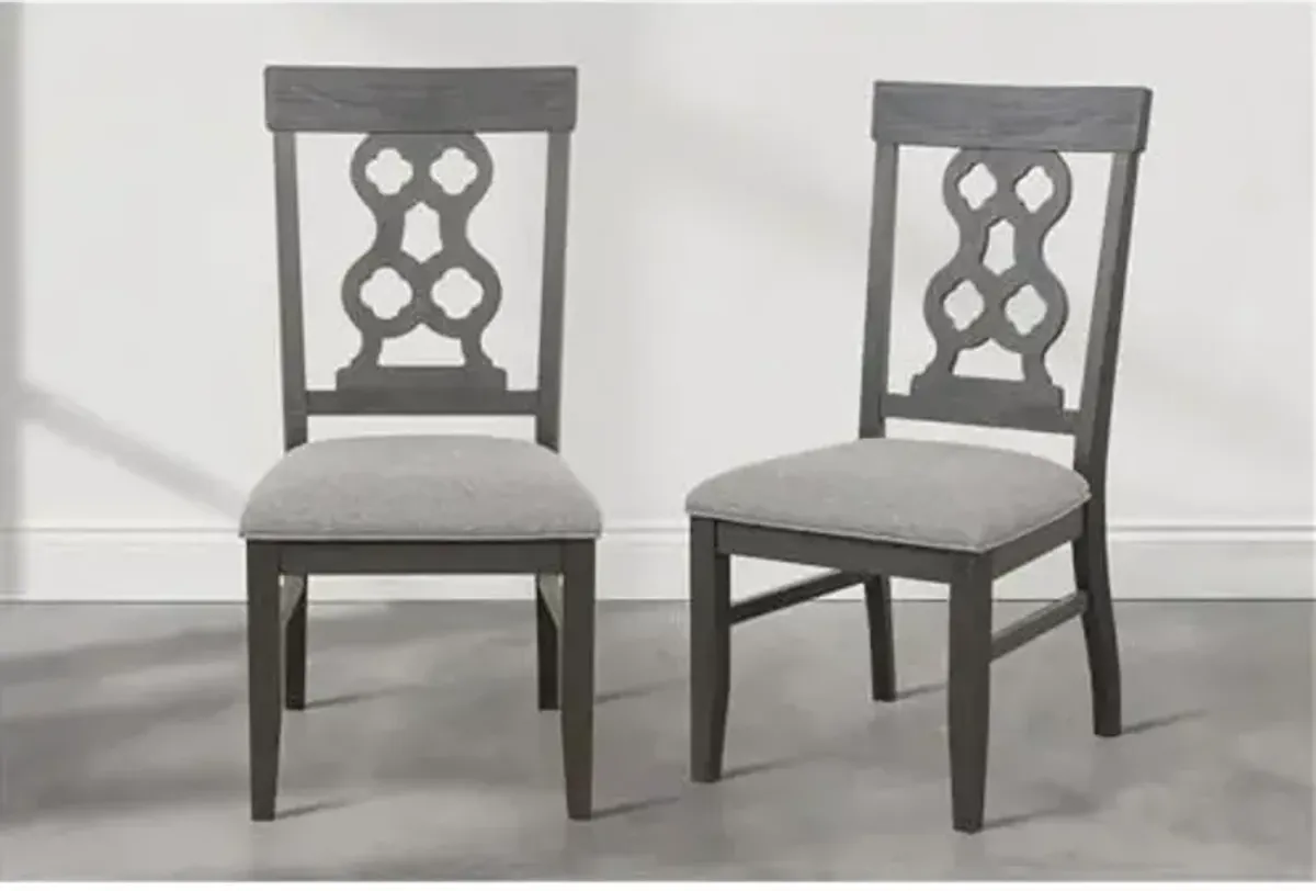 Lexicon Granby Pine Wood Dining Room Side Chair in Antique Gray (Set of 2)