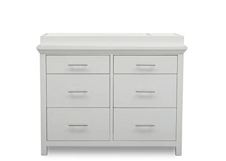 Delta Children Simmons Kids Avery 6 Drawer Dresser with Changing Top, Fully Assembled, Greenguard Gold Certified, Bianca White