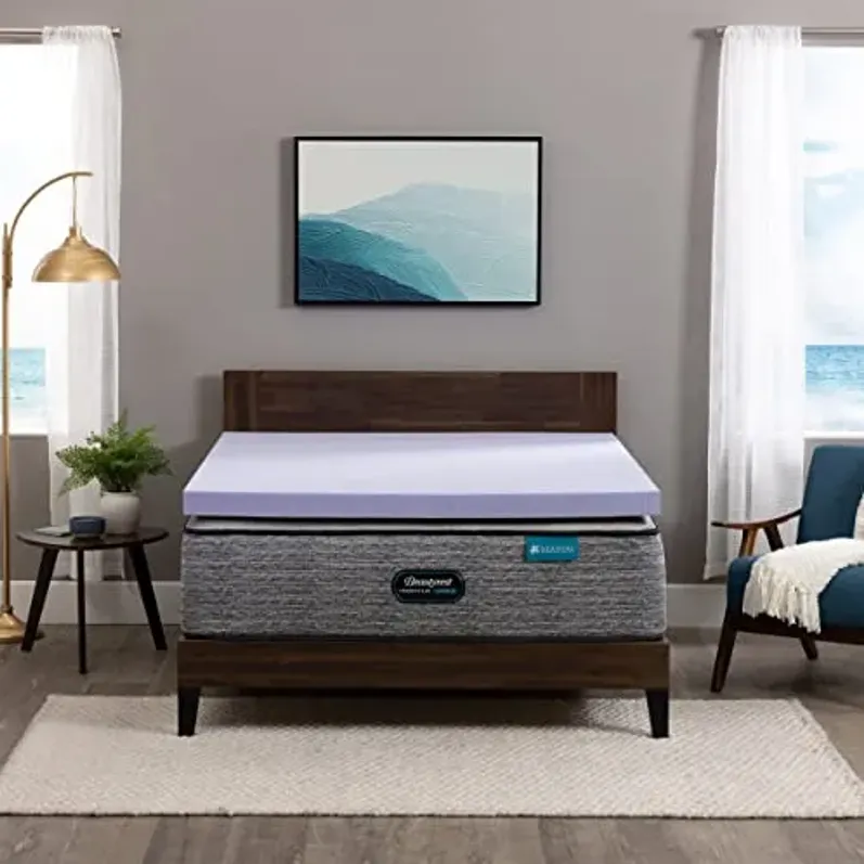 BEAUTYREST, Lavender Colored, Aloe Gel Bead, Pressure Relieving Memory Foam Mattress Topper, 3 inch, Twin XL